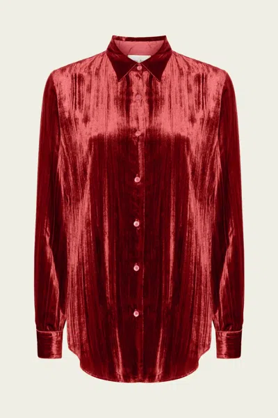 Forte Forte Pliss' Velvet Top In Saffron In Red