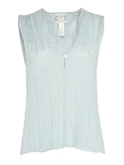 FORTE FORTE PLISSÉ ECOVISCOSE SLEEVELESS TOP WITH DECORATIVE CLOSURE