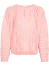 Forte Forte Plissé Longsleeved Blouse In 粉色