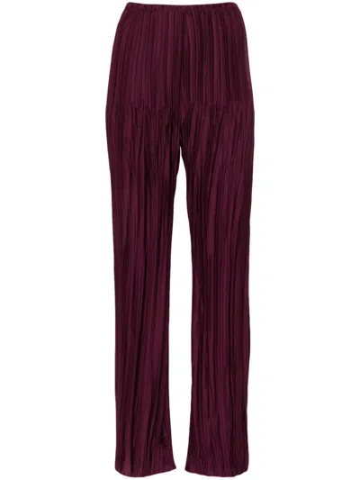 Forte Forte Plissé Straight Trousers In Purple