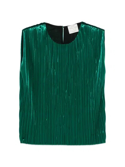Forte Forte Plissé-effect Sleeveless Blouse In Green