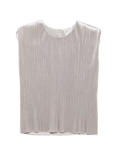 Forte Forte Plissé-effect Sleeveless Top In Gray