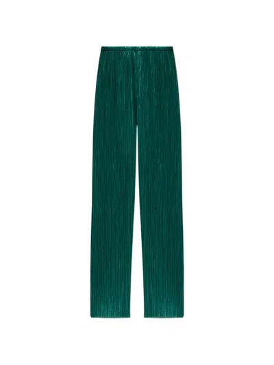 Forte Forte Plissé-effect Wide-leg Trousers In Green