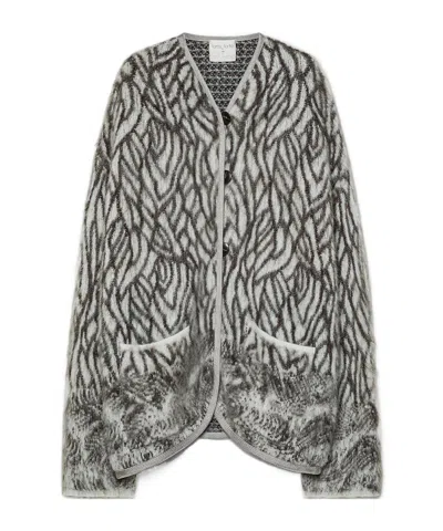 Forte Forte Plumes De Heron Short Jacquard Coat Jade In Blue
