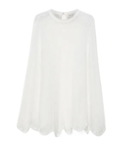 Forte Forte Pointellestitch Knit In Brushed Mohair In White