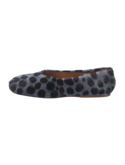 Pre-owned Forte Forte Ponyhair Animal Print Ballet Flats In Blue