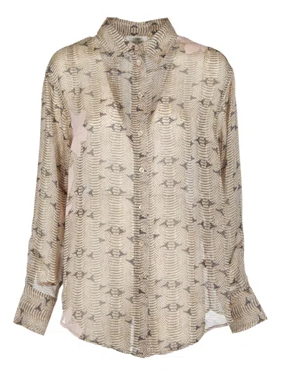 Forte Forte Printed Buttoned Shirt In Neutral