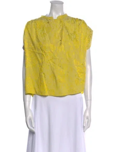 Pre-owned Forte Forte Printed Crew Neck Blouse In Yellow