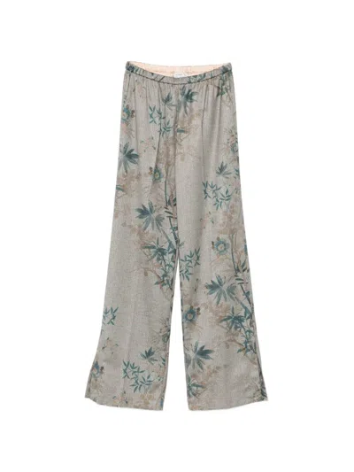 Forte Forte Printed Fluid Trousers In Green