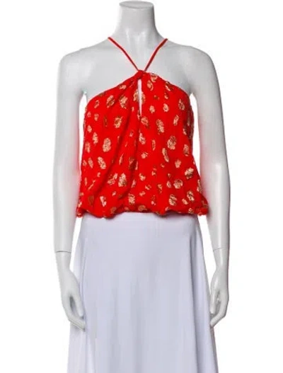 Pre-owned Forte Forte Printed Halterneck Crop Top In Orange
