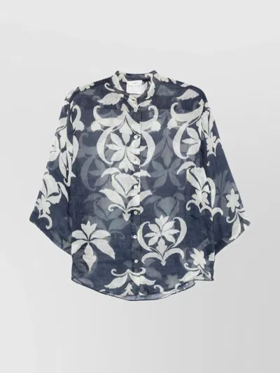 FORTE FORTE PRINTED LINEN AND SILK SHIRT