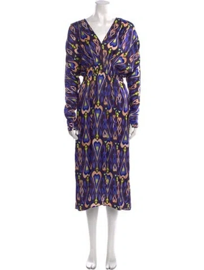 Pre-owned Forte Forte Printed Long Dress In Blue