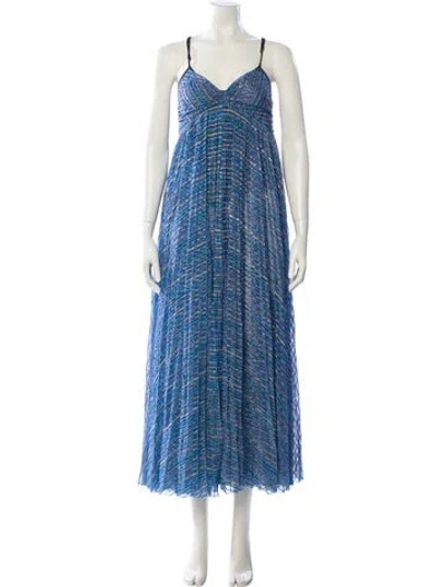 Pre-owned Forte Forte Printed Long Dress In Blue