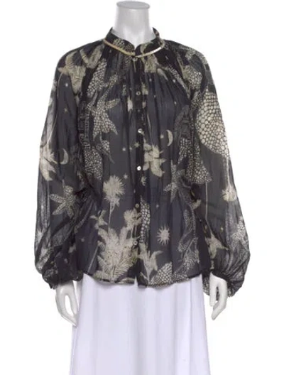Pre-owned Forte Forte Printed Long Sleeve Blouse In Black