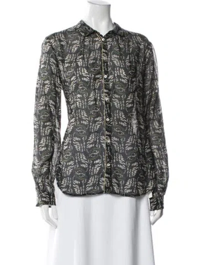 Pre-owned Forte Forte Printed Long Sleeve Blouse In Blue