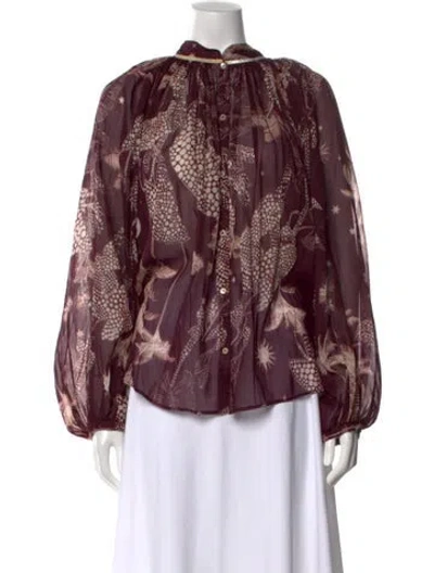 Pre-owned Forte Forte Printed Long Sleeve Blouse In Burgundy
