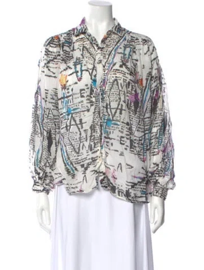 Pre-owned Forte Forte Printed Long Sleeve Blouse In Neutral