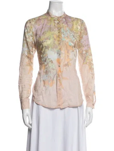 Pre-owned Forte Forte Printed Long Sleeve Blouse In Purple