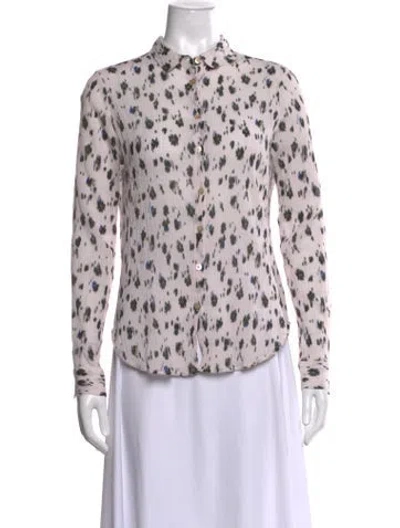 Pre-owned Forte Forte Printed Long Sleeve Button-up Top In Multicolor