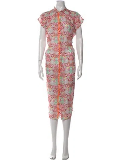 Pre-owned Forte Forte Printed Midi Length Dress W/ Tags In Pink