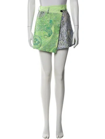 Pre-owned Forte Forte Printed Mini Skirt W/ Tags In Green