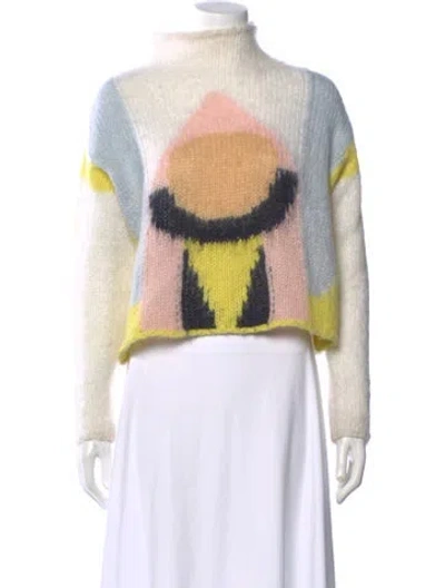 Pre-owned Forte Forte Printed Mock Neck Sweater In White