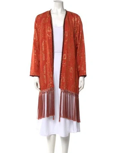 Pre-owned Forte Forte Printed Open Front Sweater In Orange