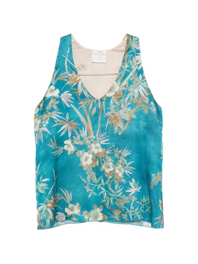 Forte Forte Printed Satin Top In Blue