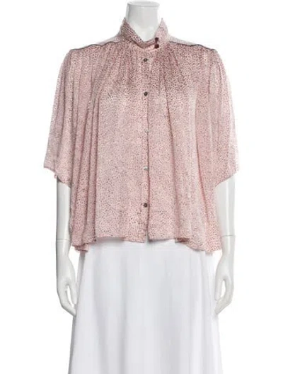 Pre-owned Forte Forte Printed Short Sleeve Blouse W/ Tags In Pink