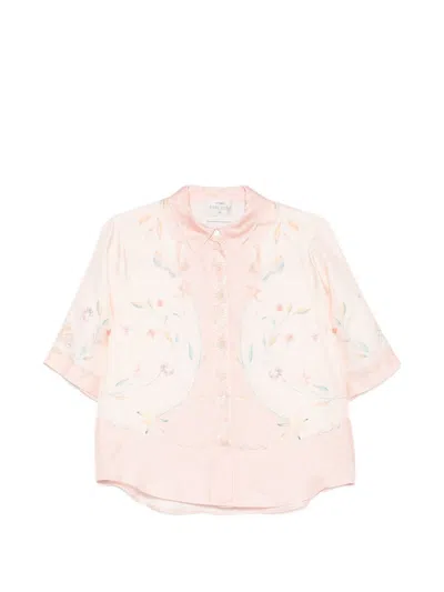 Forte Forte Printed Silk Shirt In Pink