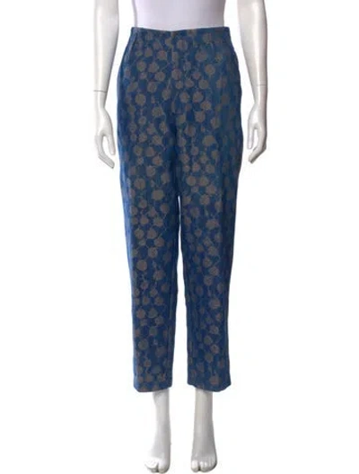 Pre-owned Forte Forte Printed Straight Leg Pants In Blue