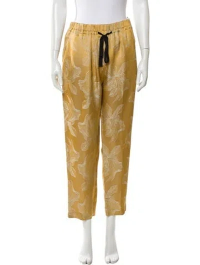 Pre-owned Forte Forte Printed Straight Leg Pants In Yellow