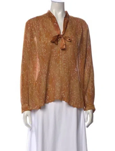 Pre-owned Forte Forte Printed Tie Neck Blouse In Orange