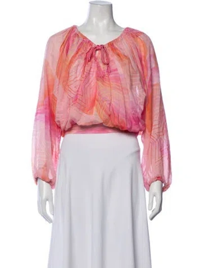 Pre-owned Forte Forte Printed Tie Neck Blouse In Pink