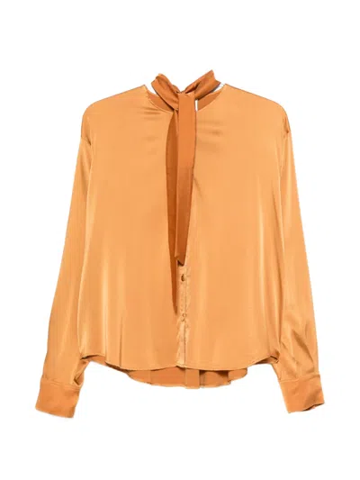 Forte Forte Pussy-bow Button-down Shirt In Orange