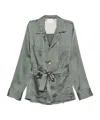 Forte Forte Pyjama Jacket In Silver Pinstriped Satin In Black