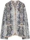 Forte Forte Multicolor Knit Cardigan With V Neck In Wool Blend Woman In Gray