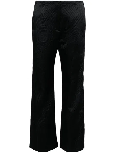 Forte Forte Quilted Straight Trousers In Black