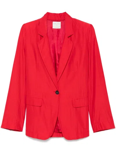 FORTE FORTE RED NOTCHED-LAPELS BLAZER