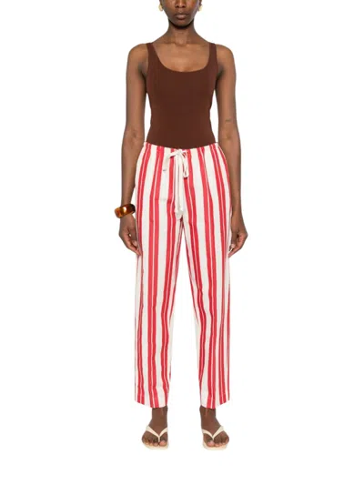 Forte Forte Striped Drawstring Trousers In Red