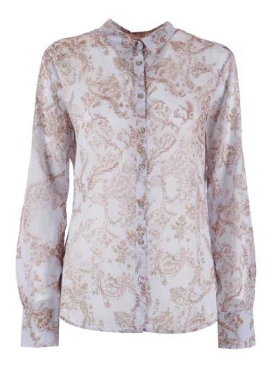 Forte Forte Regular Fit Cotton Voile Floral Casual Shirt In Pink