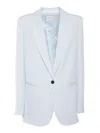 Forte Forte Regular-fit Satin Blazer With Notched Lapels In Blue
