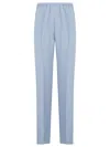 Forte Forte Relaxed-fit Blue Trousers With Straight Leg Design And Subtle Sheen In Blue