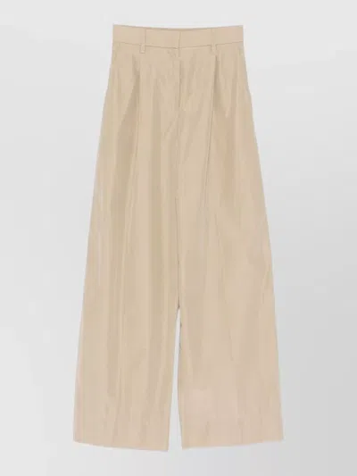 Forte Forte Relaxed Wide Leg Trousers Pleated Front In Neutral