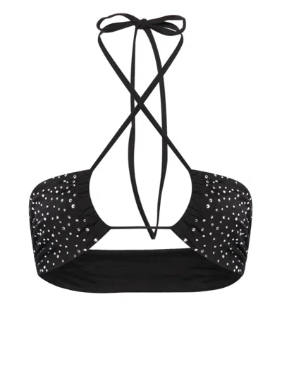 Forte Forte Rhinestone-embellished Bikini Top In 黑色