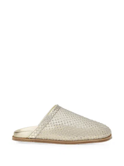 Forte Forte Rhinestone-embellished Mesh Mules In Gold
