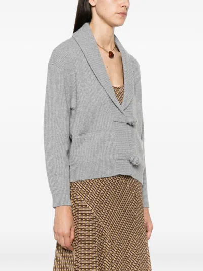 Forte Forte Ribbed Cashmere-blend Cardigan In Grey