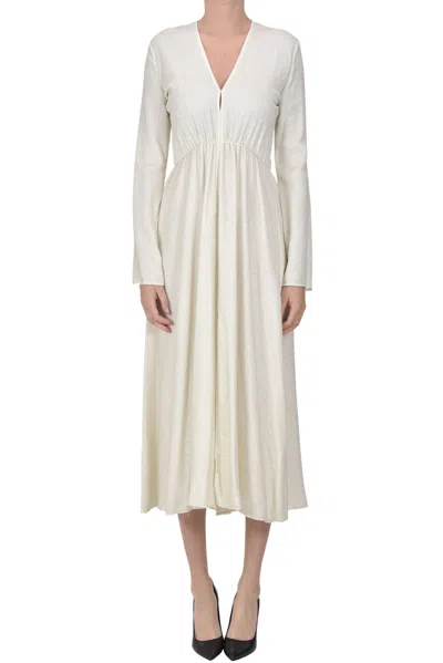 Forte Forte Ribbed Fabric Dress With Lurex In Ivory