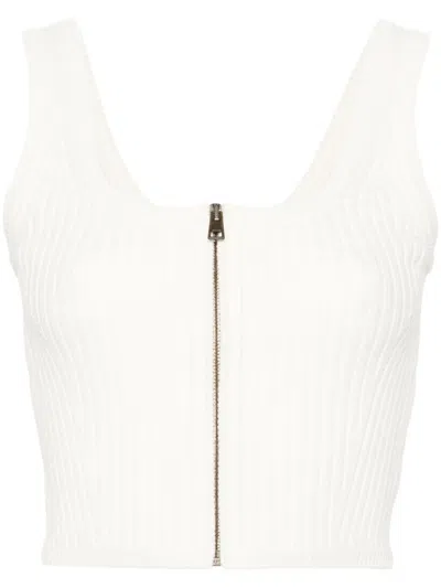 Forte Forte Ribbed-knit Cropped Top In Neutrals