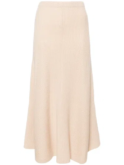 Forte Forte Flared Knitted Midi Skirt In Neutrals